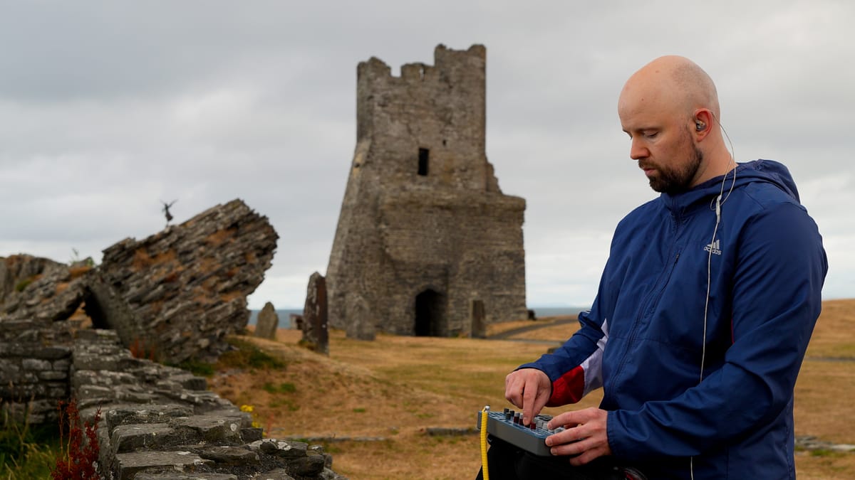 Creating immersive ambient textures at dawn beside Aberystwyth Castle