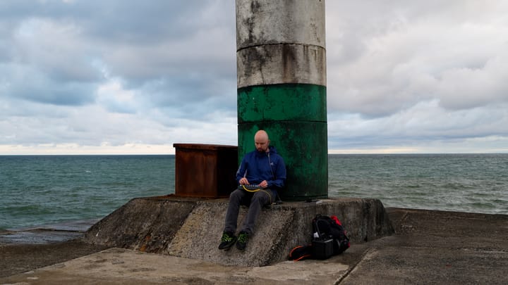 Arp on Aberystwyth Harbour Jetty